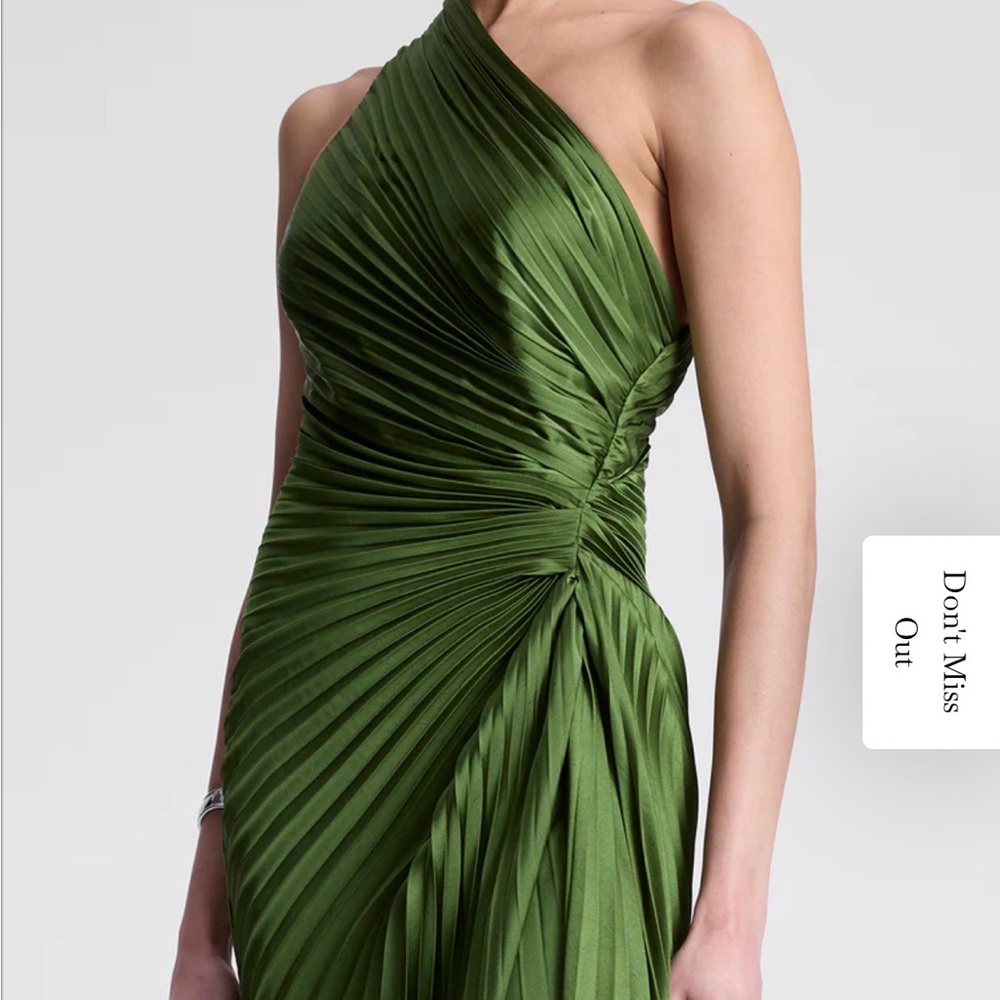 A.L.C. One-Shoulder Lara Pleated Gown in Ivy - Picture 2 of 11